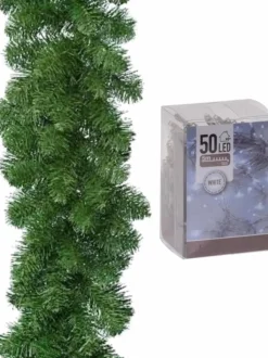 Merkloos Groene Dennen Guirlande/Dennenslinger 270 Cm Inclusief Helder Witte Verlichting Hot