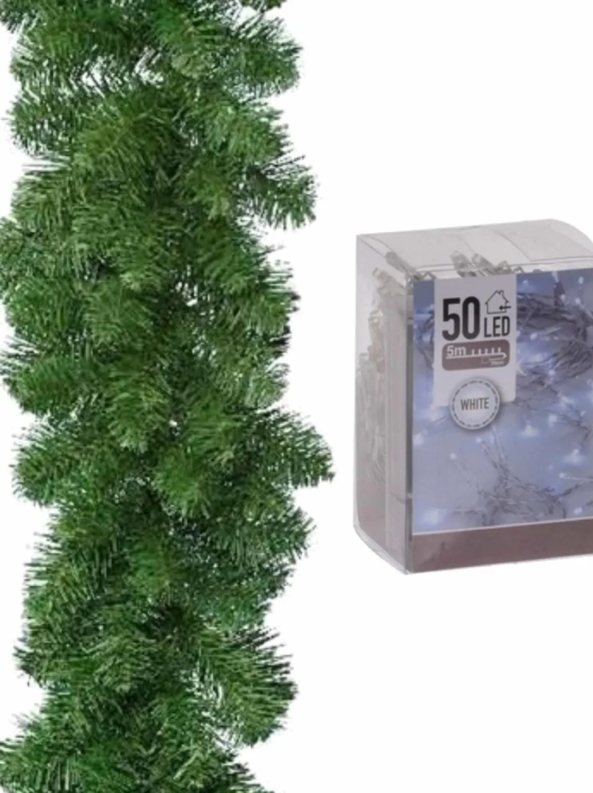 Merkloos Groene Dennen Guirlande/Dennenslinger 270 Cm Inclusief Helder Witte Verlichting Hot