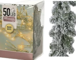 Merkloos Groene Dennenslingers - 270 X 25 Cm - Incl. Kerstverlichting Warm Wit 50 Lampjes Store