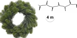 Decoris Groene Kerstkrans/Dennenkrans/Deurkrans 50 Cm Inclusief Helder Witte Verlichting Best