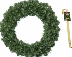 Decoris Groene Kerstkransen/Dennenkransen 50 Cm Kerstversiering Met Gouden Hanger - Kerstversiering/Kerstdecoratie Kransen Sale