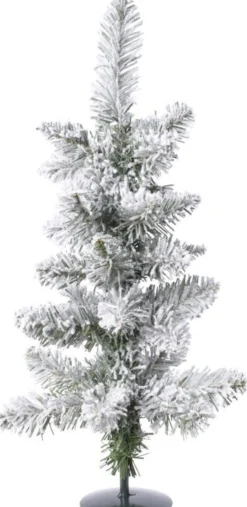 Everlands Kunstkerstbomen^Groene Kunst Mini Kerstboom/Kerstboompje 60 Cm Met Sneeuw En Voet- Kerstversieringen/Kerstdecoraties