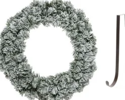 Decoris Groen/Witte Kerstkrans 60 Cm Imperial Kunstsneeuw Met Ijzeren Hanger - Kerst Decoratie Kransen Van Dennentakken Best