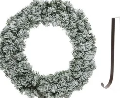 Decoris Groen/Witte Kerstkrans 40 Cm Imperial Kunstsneeuw Met Ijzeren Hanger - Kerst Decoratie Kransen Van Dennentakken Sale