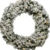 Decoris Groen/Witte Kerstkrans 50 Cm Imperial Met Kunstsneeuw En Led-Lichtjes - Kerstkransen Kerstversieringen/Kerstdecoraties Outlet