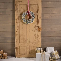 Decoris Groen/Witte Kerstkrans 50 Cm Imperial Met Kunstsneeuw En Led-Lichtjes - Kerstkransen Kerstversieringen/Kerstdecoraties Outlet