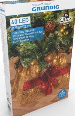 Grundig Kerstboomstandaarden^ Kerstboomrok - Met Kerstverlichting: 40X Led - Opvouwbaar - 45 X 45 X 27,5 Cm