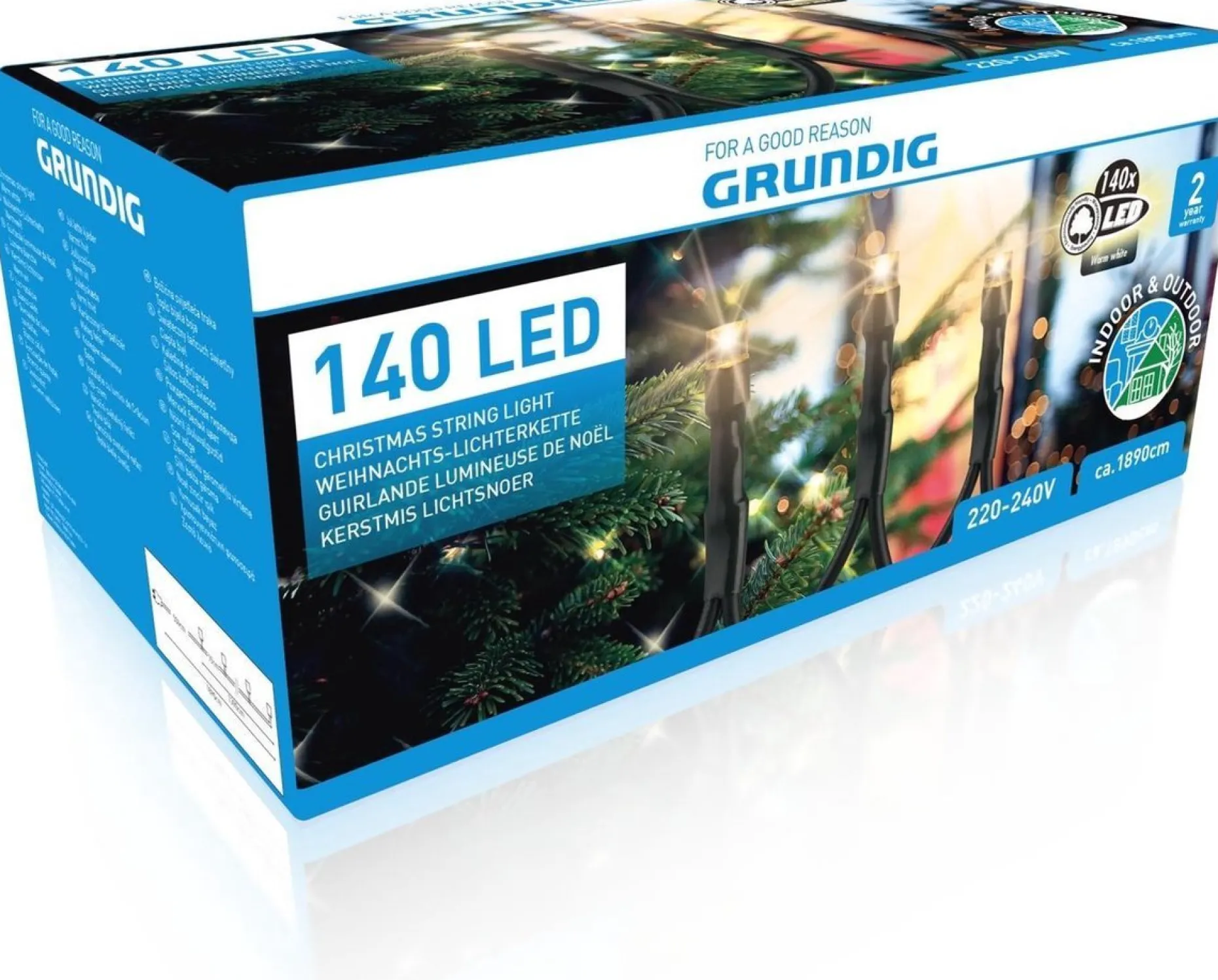 Grundig Kerstboomverlichting^ Kerstverlichting - 140 Led Lampjes - 8 Standen - Met Timer - 1890 Cm- 18.9 Meter - Warm Wit - Cristmas String Light