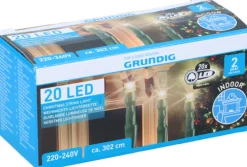 Grundig Kerstboomverlichting^ Kerstverlichting - 20 Led Lampjes - 302 Cm- 3.2 Meter - Warm Wit - 220V