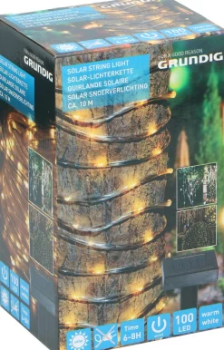 Grundig Lichtslangen^ Lichtsnoer - Solar - 100 Led's - Warm Licht - 10 Meter