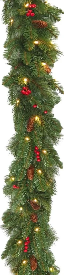 Our Nordic Christmas Guirlande 274Cm Kerst Groen Met Rode Bessen En 50 Led Lichtjes Cheap