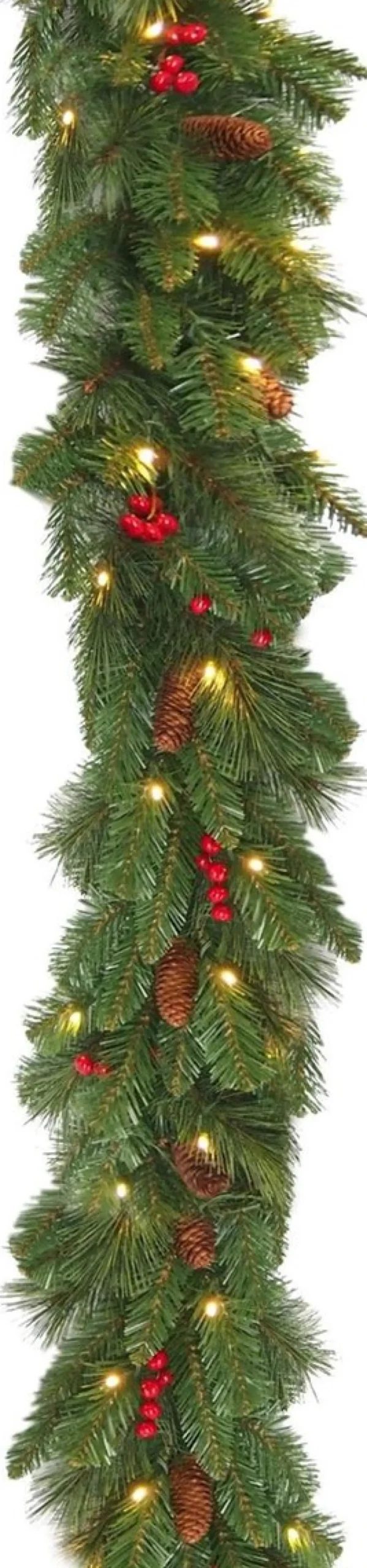 Our Nordic Christmas Guirlande 274Cm Kerst Groen Met Rode Bessen En 50 Led Lichtjes Cheap