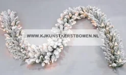 KJ Kunstkerstbomen Guirlande Flock Besneeuwd Met Warme Led Verlichting - Dakota Guirlande Flock Led Max 5X Koppelbaar Hot