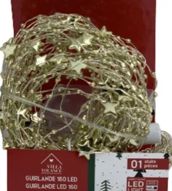 Merkloos Guirlande Goud - 160 Led - 80 Cm - Led Licht - Sterren - Verlichting - Decoratie - Kerst - Kerstmis Outlet