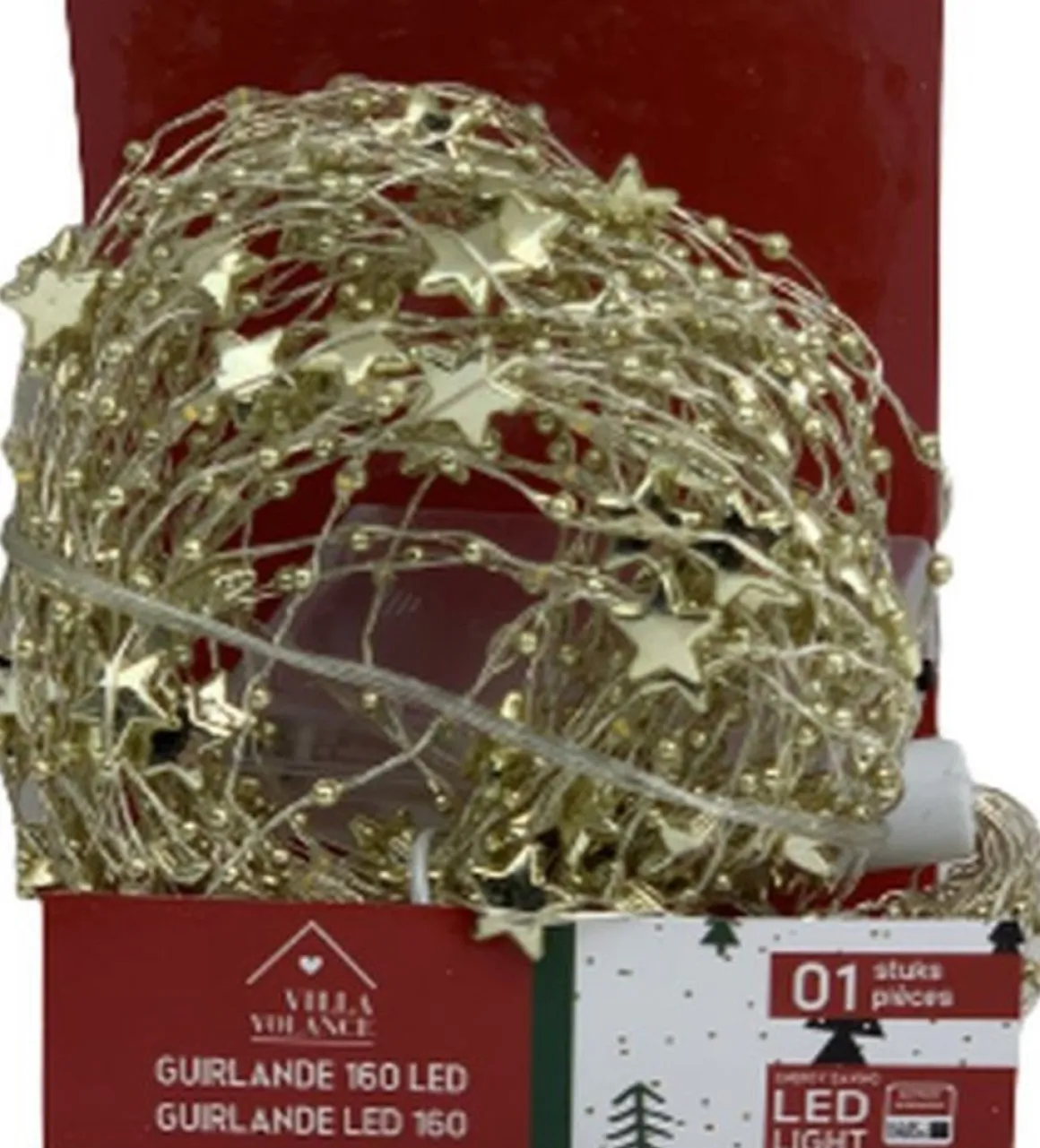 Merkloos Guirlande Goud - 160 Led - 80 Cm - Led Licht - Sterren - Verlichting - Decoratie - Kerst - Kerstmis Outlet