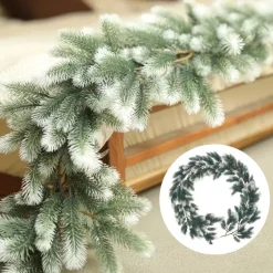 Trend24 Guirlande - Kerst Guirlande - Kerstguirlande - Kerstslinger - Deurkrans - Dennenslinger - Kerstslinger - Dennentak - 180 Cm - Groen - Wit - 1 Stuk Flash Sale