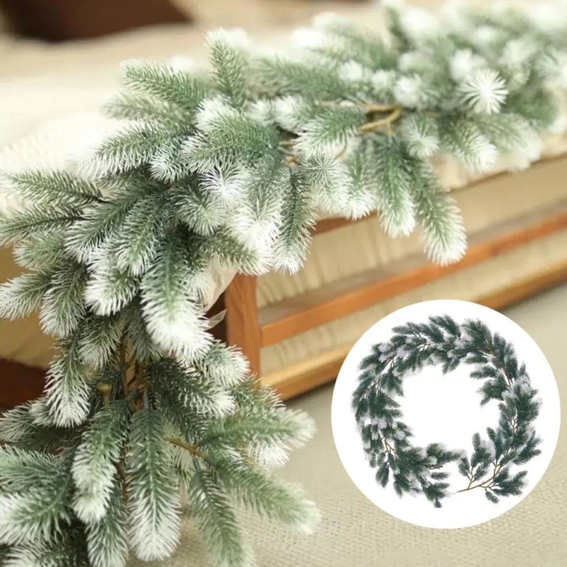 Trend24 Guirlande - Kerst Guirlande - Kerstguirlande - Kerstslinger - Deurkrans - Dennenslinger - Kerstslinger - Dennentak - 180 Cm - Groen - Wit - 1 Stuk Flash Sale