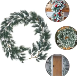 Trend24 Guirlande - Kerst Guirlande - Kerstguirlande - Kerstslinger - Deurkrans - Dennenslinger - Kerstslinger - Dennentak - 180 Cm - Groen - Wit - 1 Stuk Flash Sale