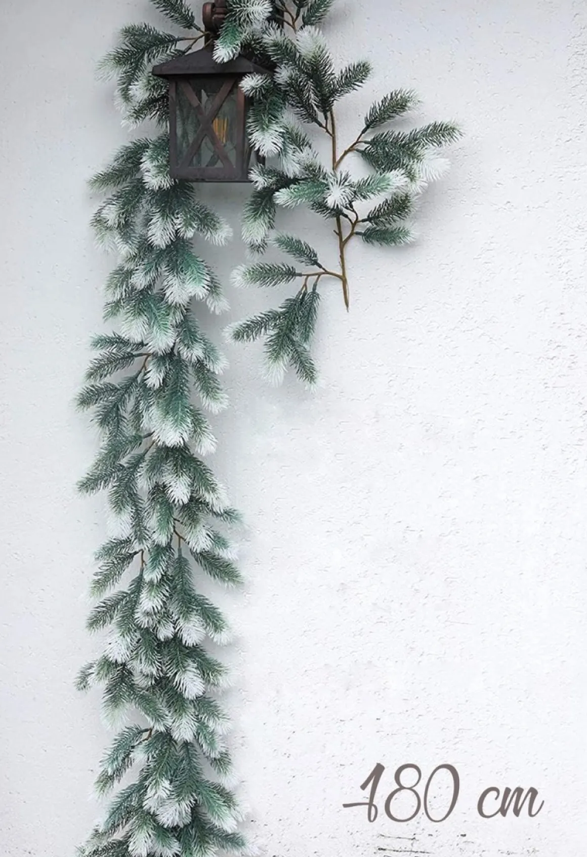 Trend24 Guirlande - Kerst Guirlande - Kerstguirlande - Kerstslinger - Deurkrans - Dennenslinger - Kerstslinger - Dennentak - 180 Cm - Groen - Wit - 1 Stuk Flash Sale