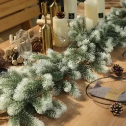 Trend24 Guirlande - Kerst Guirlande - Kerstguirlande - Kerstslinger - Deurkrans - Dennenslinger - Kerstslinger - Dennentak - 180 Cm (360 Cm Samen) - Groen - Wit - 2 Stuks New