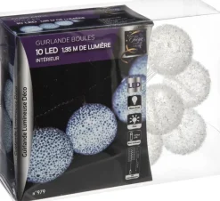 Fééric Lights and Christmas® Guirlande - 10 Led Ballen - 1,35 Meter - Wit - Batterijen Best Sale