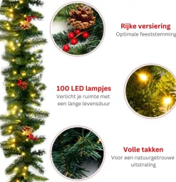 ChristmasGoodz Kunstkerstbomen^Guirlande Met Verlichting - Guirlande - Kerstguirlande - Kerstverlichting Buiten - Kerstversiering - Kerst - 2.7 Meter - 100 Led's