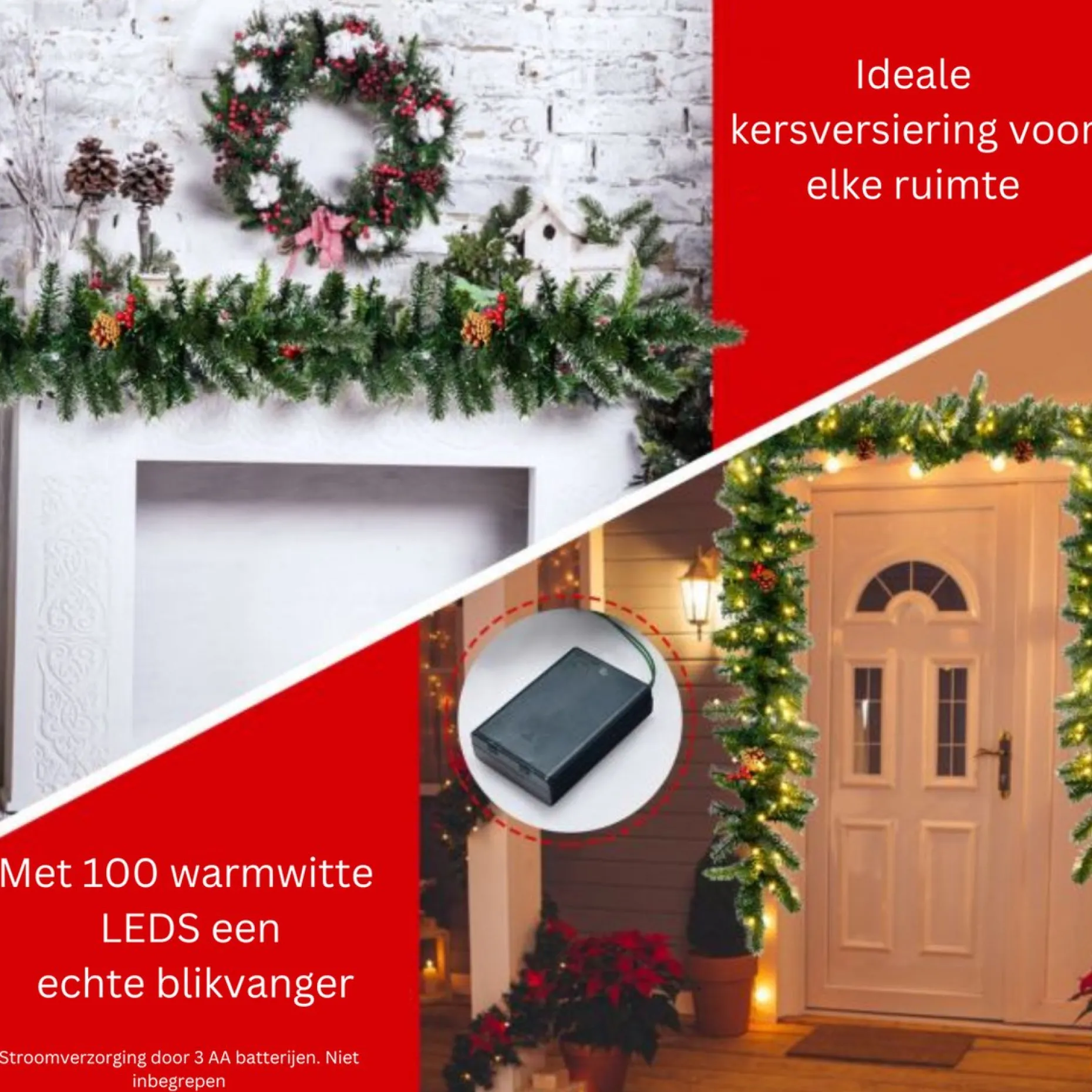 ChristmasGoodz Kunstkerstbomen^Guirlande Met Verlichting - Guirlande - Kerstguirlande - Kerstverlichting Buiten - Kerstversiering - Kerst - 2.7 Meter - 100 Led's
