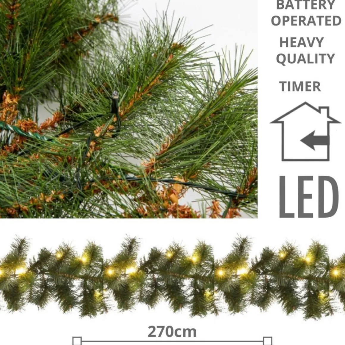 ChristmasGoodz Guirlande Met Verlichting - Zwaardere Kwaliteit - Guirlande - Kerstguirlande - Kerstverlichting - Kerstversiering - Kerst - 2.7 Meter - 50 Led's Best