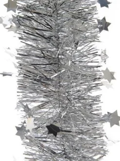 Merkloos Guirlande Ster Lametta 270Cm Zilver Kerstartikelen Discount