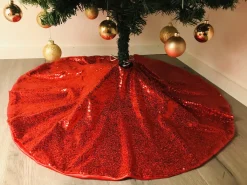 Gustiana Kerstboomstandaarden^® Kerstboomrok - Kerstboomkleed - Kerstcadeau - Met Rode Pailletten O100 Cm
