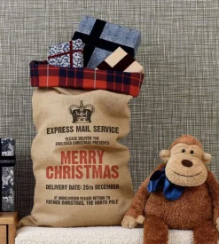 Harrow and Green - Exclusieve Kerstzak 'Express Mail Service' Met Tartan Band - Uniek - Tartan From Scotland New
