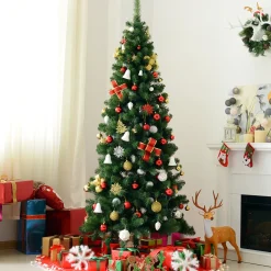 Homcom Kunstkerstbomen^ Kerstboom Kunstkerstboom Dennenboom Met Bessen Metalen Voet Pet 830-183