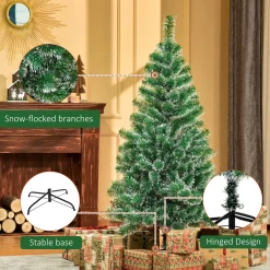Homcom Kunstkerstbomen^ Kerstboom Kunstkerstboom Dennenboom Met Bessen Metalen Voet Pet 830-123