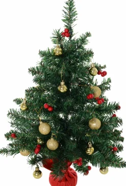 Homcom Kunstkerstbomen^ Kerstboom Met Hulstbessen, Ballen En Led-Verlichting Kerstboom Groen 830-257