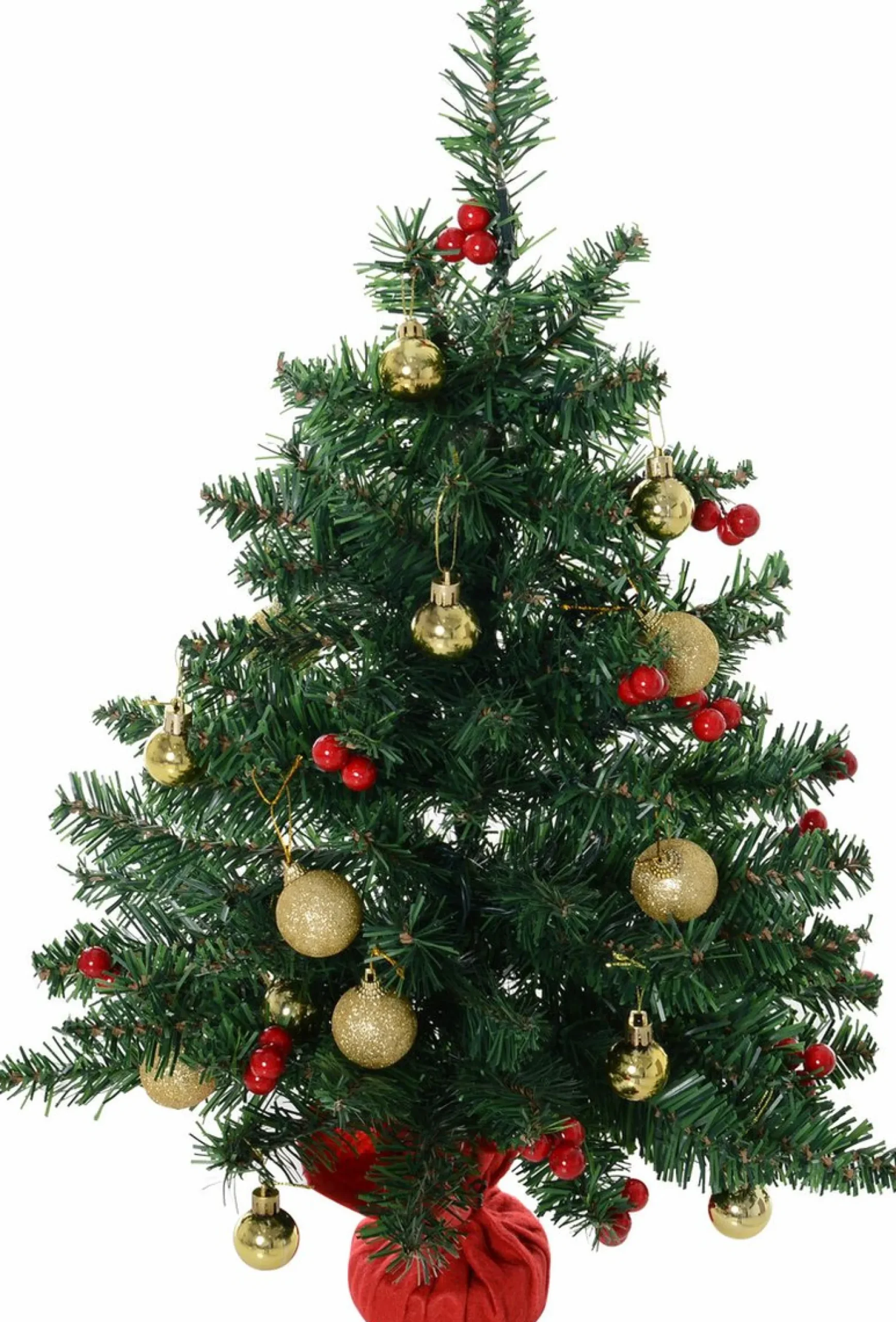 Homcom Kunstkerstbomen^ Kerstboom Met Hulstbessen, Ballen En Led-Verlichting Kerstboom Groen 830-257