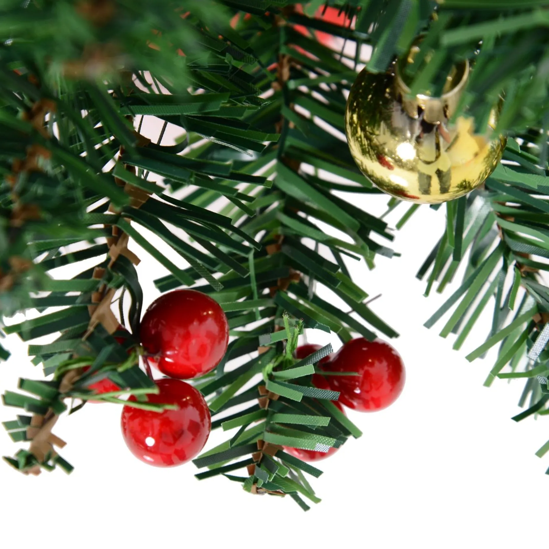 Homcom Kunstkerstbomen^ Kerstboom Met Hulstbessen, Ballen En Led-Verlichting Kerstboom Groen 830-257