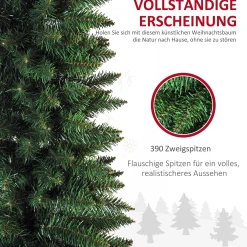Homcom Kunstkerstbomen^ Kerstboom 390 Takpunten Dennenboom Met Kunststof Standaard 830-182