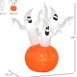 Homcom Decoratieve Kerstbomen^ Opblaasbaar Halloween-Spook Met Pompoen En Lichtjes 844-400