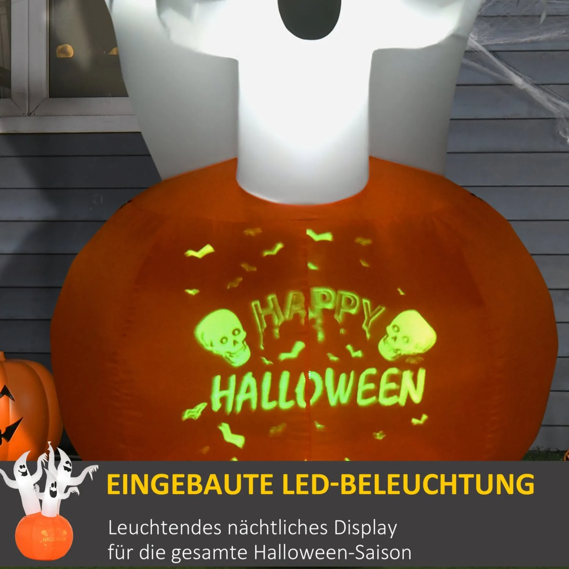 Homcom Decoratieve Kerstbomen^ Opblaasbaar Halloween-Spook Met Pompoen En Lichtjes 844-400