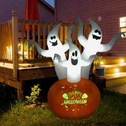Homcom Decoratieve Kerstbomen^ Opblaasbaar Halloween-Spook Met Pompoen En Lichtjes 844-400