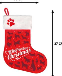 Plenty Gifts Honden Kerstsok - Kerst Stocking Santa's Favourite Dog Sok Hond - Rood Best Sale