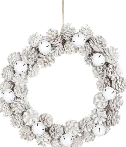 House of Seasons House Of Season Kerstkrans Dennenappel - H12 X O38 Cm - Wit Fashion