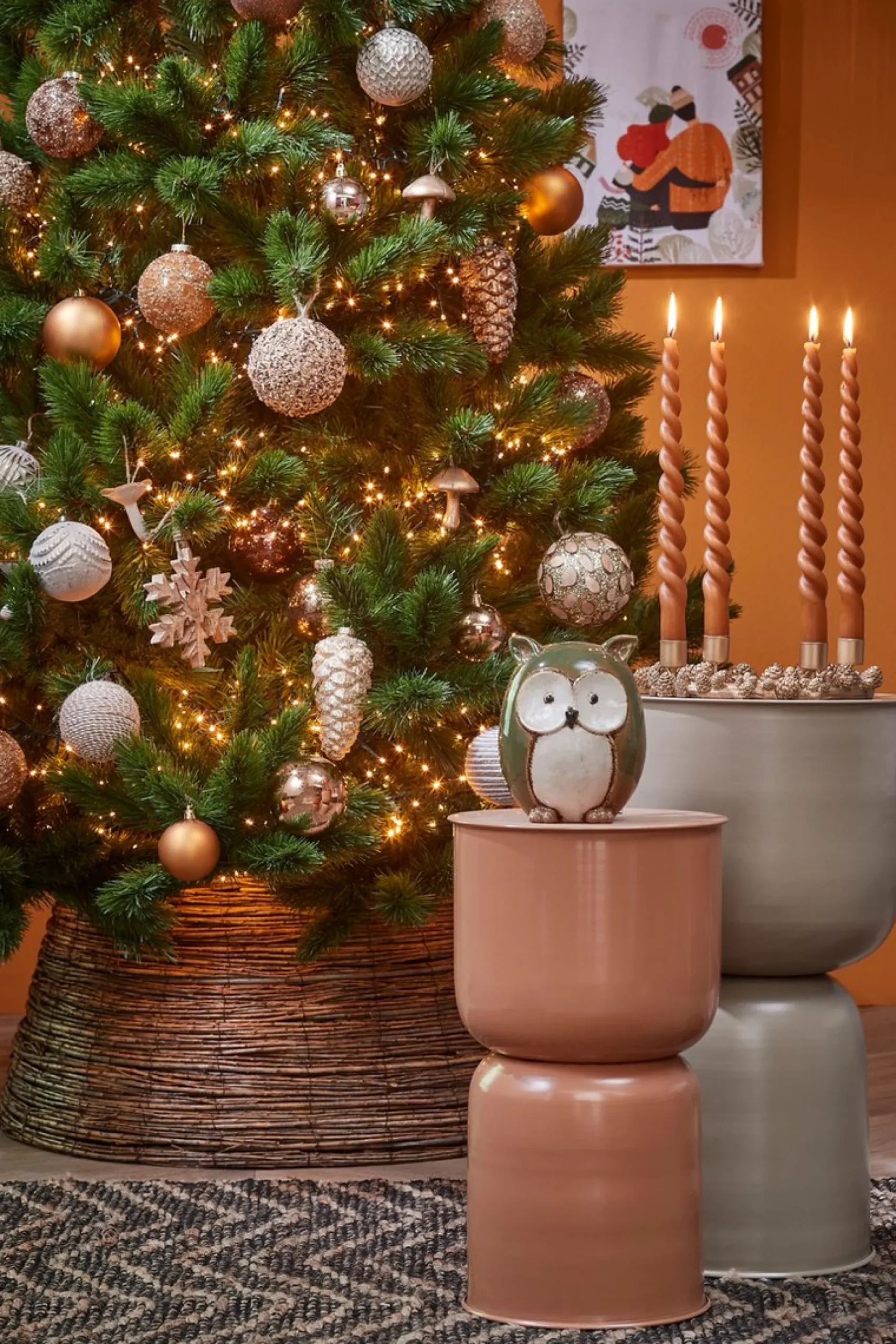 House of Seasons Kerstboomstandaarden^ Kerstboommand - H28 X O65 Cm - Wilgentakken - Bruin