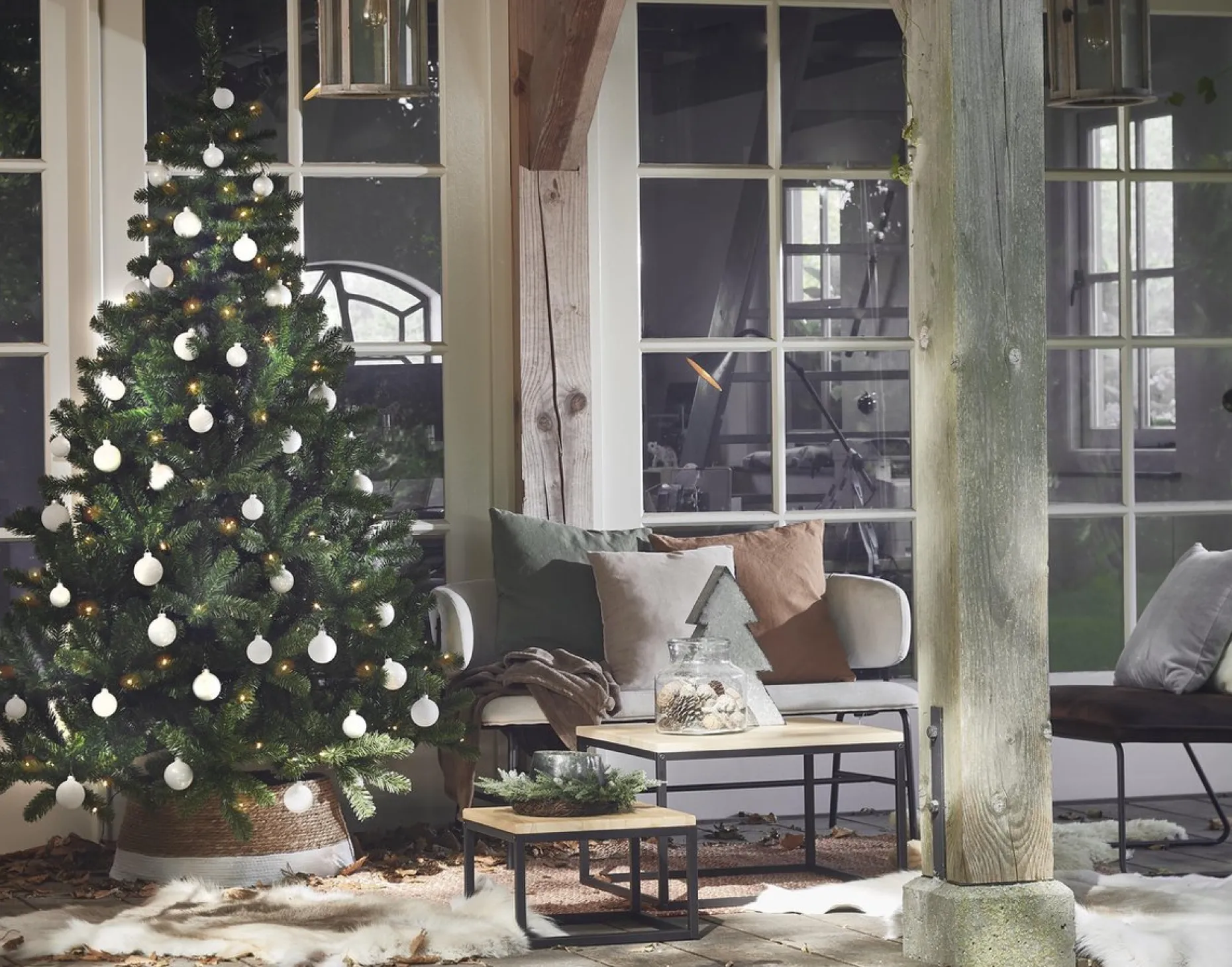 House of Seasons Kerstboomstandaarden^ Kerstboomrok - H26 X O58 Cm - Zeegras Off White