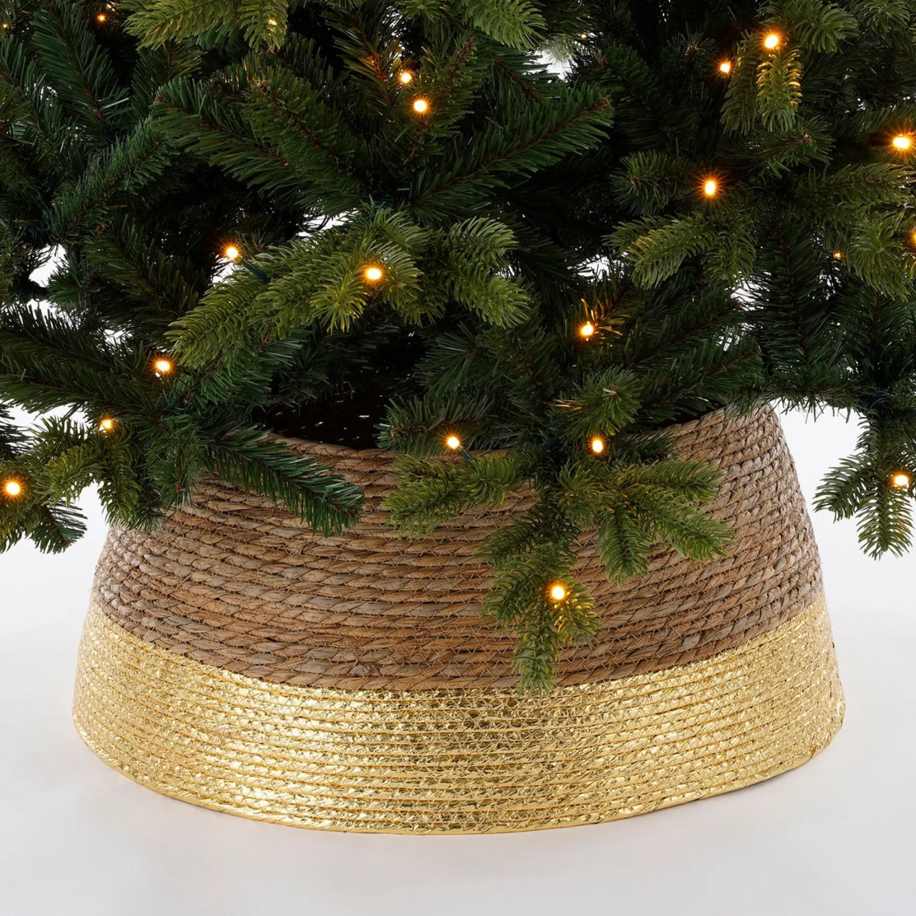House of Seasons Kerstboomstandaarden^ Kerstboomrok - H26 X O50 Cm - Zeegras Goud