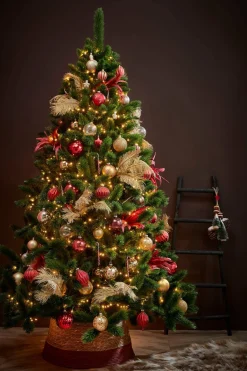 House of Seasons Kerstboomstandaarden^ Kerstboomrok - H26 X O58 Cm - Zeegras Donkerrood