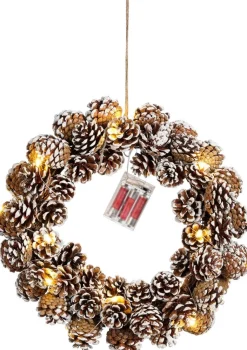 House of Seasons Kerstkrans Met Led Verlichting - O38 Cm - Bruin Store