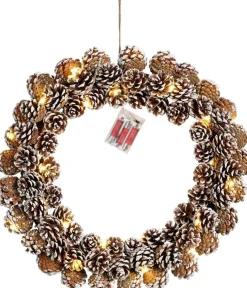 House of Seasons Kerstkrans Met Led Verlichting - O48 Cm - Bruin Shop