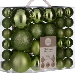 House of Seasons Plastic Kerstballen Set - 46 Stuks - O4/6/8 Cm Donkergroen Hot