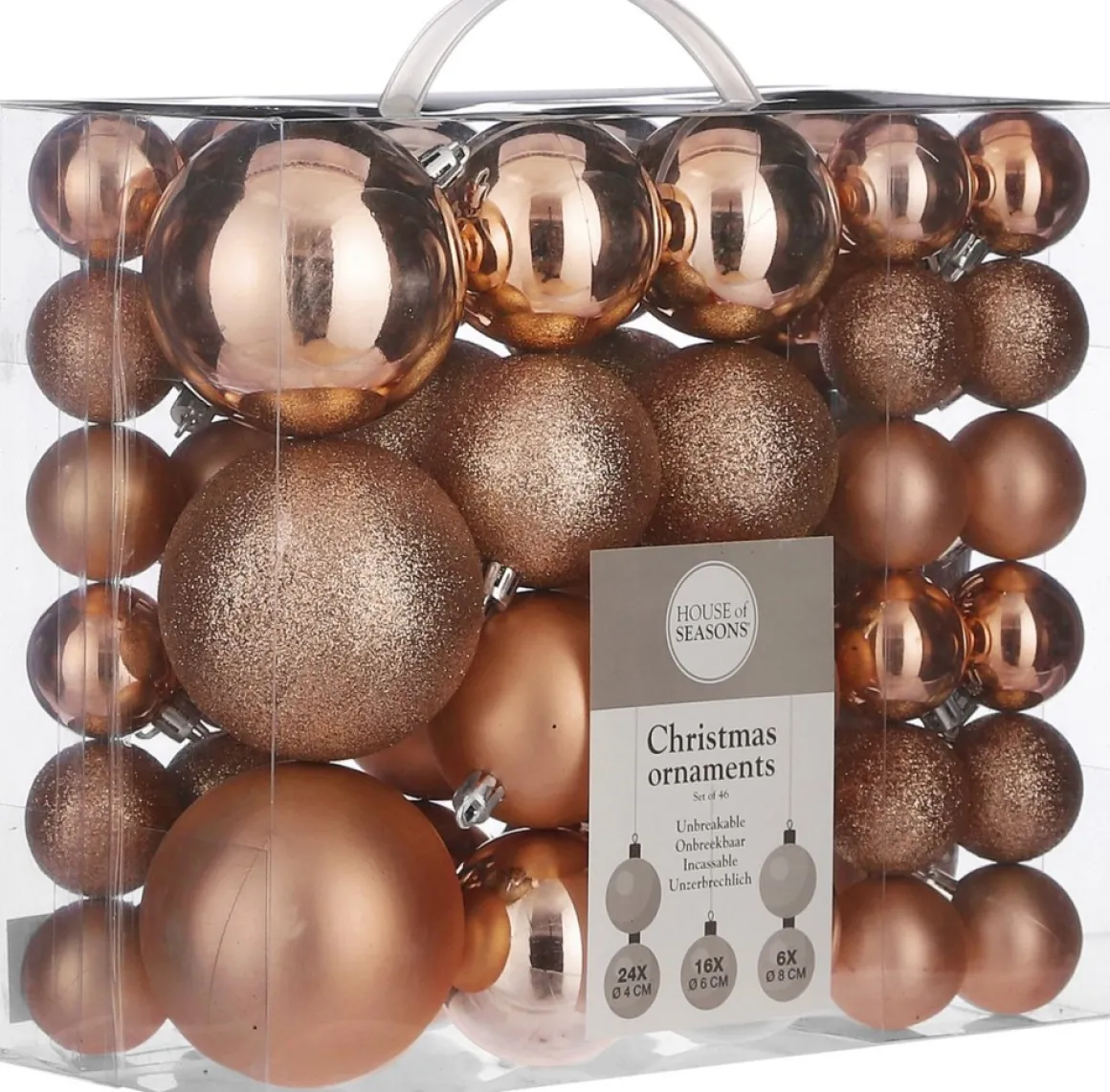 House of Seasons Plastic Kerstballen Set - 46 Stuks - O4/6/8 Cm Lichtroze Hot